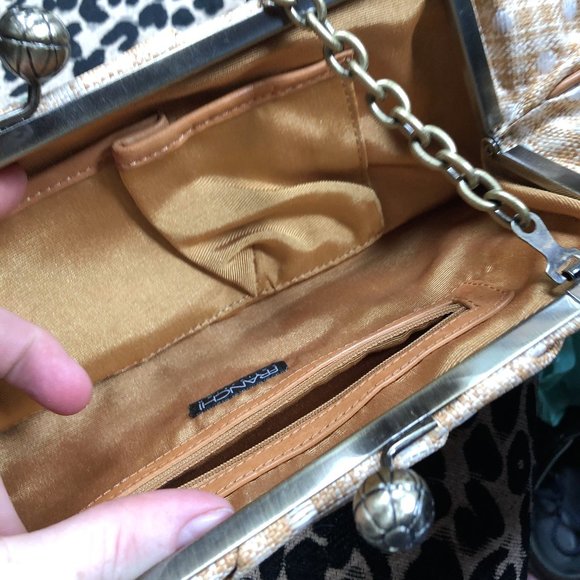 Franchi Collection FALL butter tan woven straw bag Coachella festival w… - Picture 4 of 5